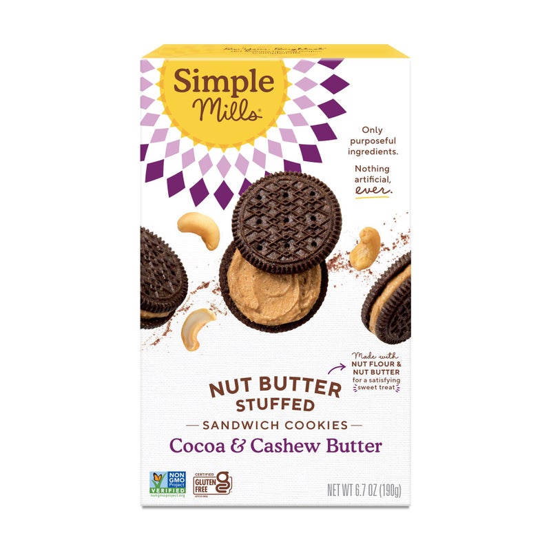 Simple Mills, Cocoa Cashew Crème Sandwich Cookies - Gluten Free, Vegan (Pack of 1) - Image 1